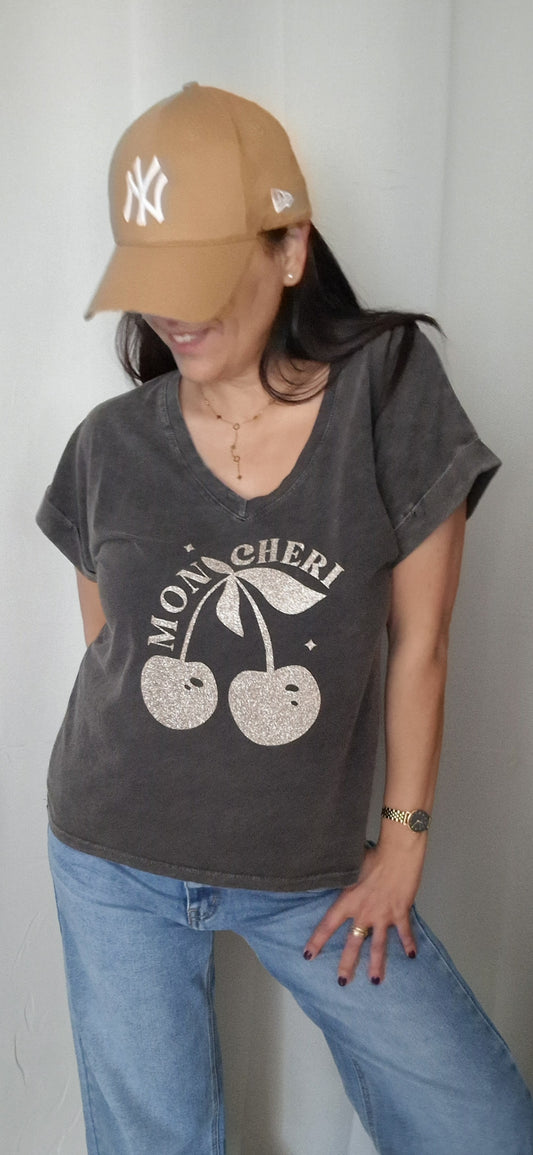 CHERRY Tee-shirt Noir délavé